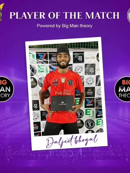 Daljeet Bhogal, earning Player of the Match for his game-winning goal.