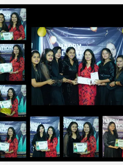 A collage from our certification day. It is a day of celebration for a batch of talented students who are now ready to take on the world of makeup and hairstyling.