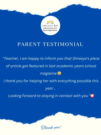 I was so proud to receive this message from a parent whose daughter's article was featured in her school magazine. This is a perfect example of how we help students turn their creative writing skills into real, tangible achievements.