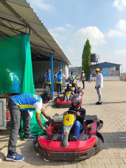 Safety is our top priority. Before any session, our technical crew performs thorough checks on each 4-stroke kart and ensures every driver is properly fitted and secured.