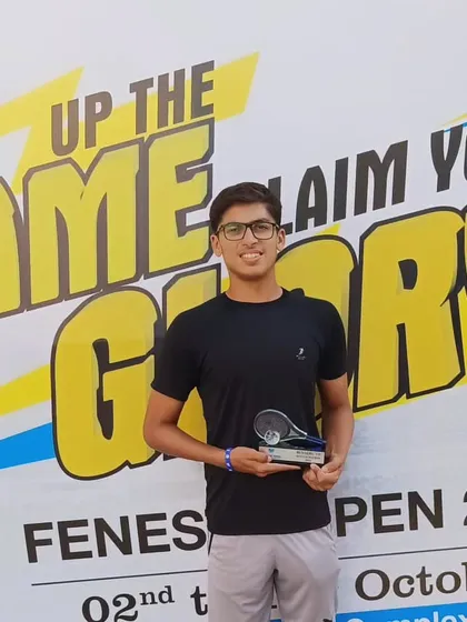 Kabir Chothani and Arnav Yadav as finalists in the Boys U16 Doubles at Fenesta Nationals. Reaching the finals at the nationals is a significant accomplishment.