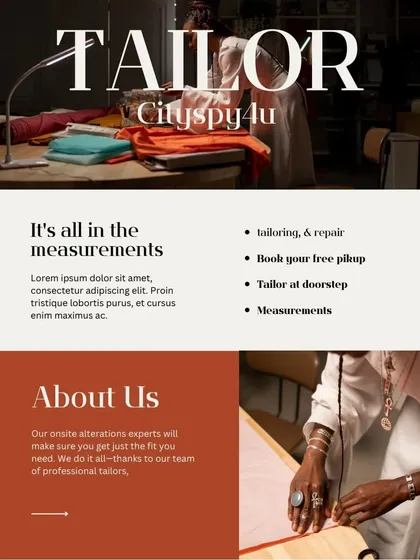 My entire service is built around convenience, which is why I am a tailor at your doorstep. This graphic explains my process, from taking measurements to performing expert tailoring and repairs, all at your location.
