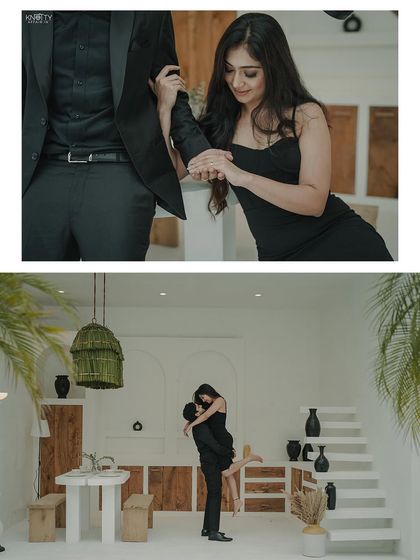 A mix of a powerful pose and a romantic lift. This shows the range from strong and stylish to soft and romantic that we can achieve in an indoor shoot.