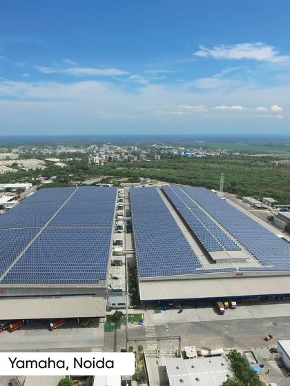 The expansive 8.07 MWp rooftop solar plant at the Yamaha facility in Noida. This is one of India's largest on-site solar projects, showcasing our expertise in powering the automotive sector's transition to cleaner manufacturing processes.