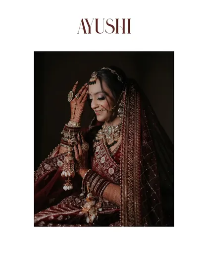 A timeless portrait of the bride, Ayushi. The classic framing and her elegant pose make for a stunning and artistic image.