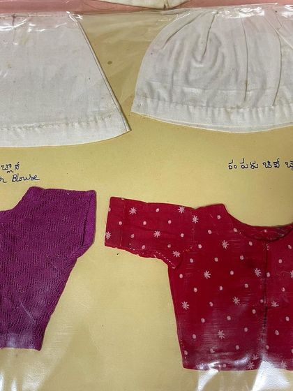 More examples of my mother's miniature tailoring work from 1963, including a jumper blouse and other small garments. This is the foundation of my own journey in textiles.