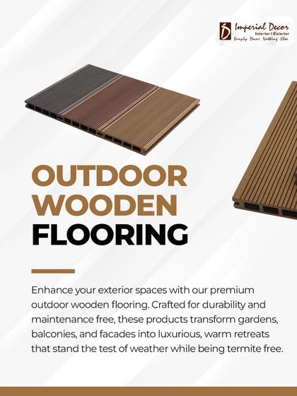 This image showcases the clean, modern look of our outdoor wooden flooring options. Crafted for durability and zero maintenance, these WPC products transform gardens and balconies into luxurious retreats that are termite-free and weather-proof.
