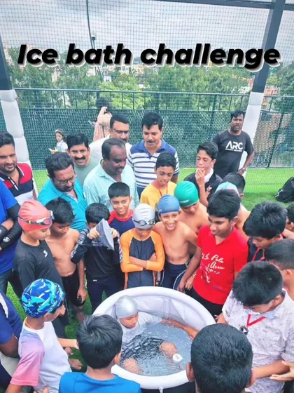 Another view of the team's ice bath recovery. This practice helps reduce muscle soreness and prepares the body for the next training session or match.