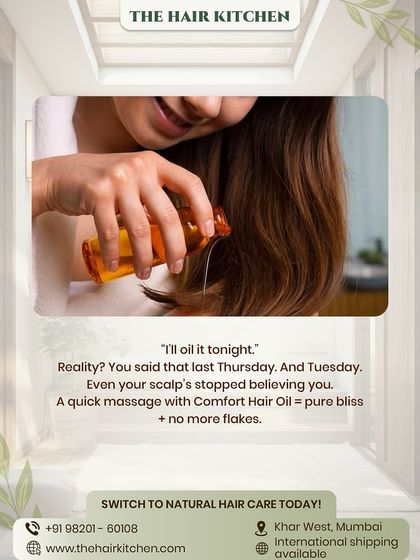 The lie: "I'll oil it tonight." The reality: You said that last Thursday. And Tuesday. A quick massage with my Comfort Hair Oil means pure bliss and no more flakes.