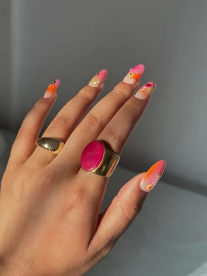 Elegance at your fingertips. This stunning abstract design in sunset colors was custom-created for our lovely client.