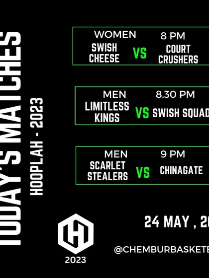 The match schedule for Day 3 of Hooplah 2023.