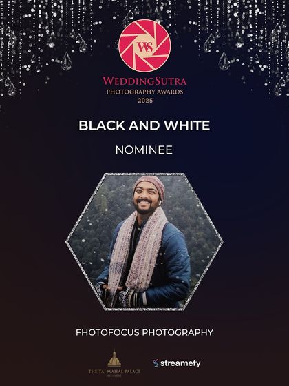 Our official nominee announcement for the Black and White category at the WeddingSutra Photography Awards 2025.