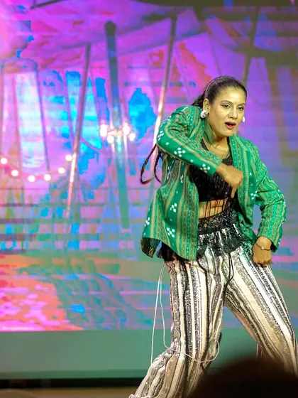 This is the energy I bring to the stage. This performance captures my fusion style, blending a modern look with a traditional Sambalpuri jacket, showcasing the vibrant spirit of Odia culture in a high-energy dance act.
