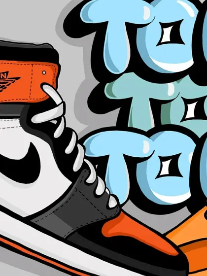 Here's a detail of the Air Jordan illustration from the custom Toe To Toe logo. Getting the iconic silhouette right was key to making this sneaker art feel authentic.