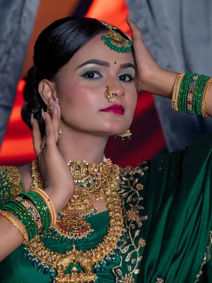 A direct portrait that captures the intensity and beauty of the look.