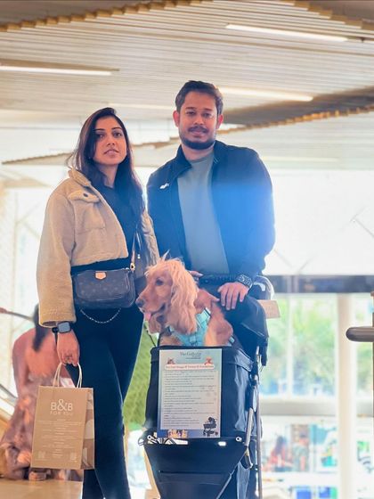 A candid family shot during our shopping trip at the pet-friendly mall.