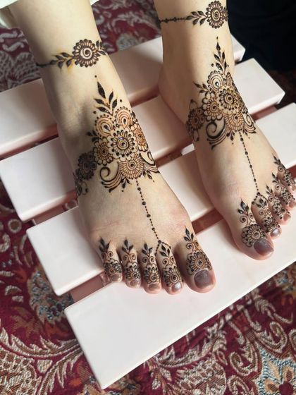 Another view of the delicate foot design, showing how it elegantly adorns the feet.