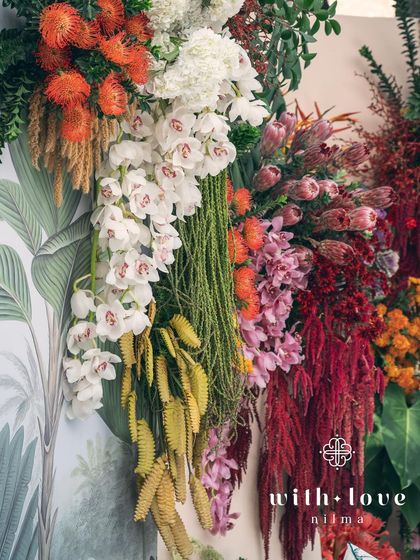 A detail of the cascading florals from the 'Garden of Gaia' wall.