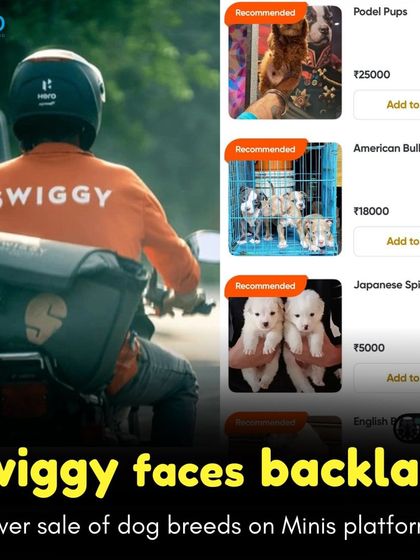 Swiggy faced backlash after its Minis platform was found to be hosting listings for dog breeders. In response to public criticism, the company blocked the seller and stated it does not endorse the sale of pets as commodities.