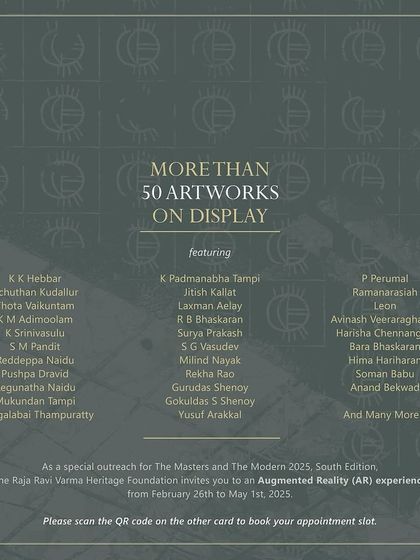 A detailed list of the more than 50 acclaimed artists featured in our exhibition, from modern masters to contemporary visionaries, alongside a special AR experience.