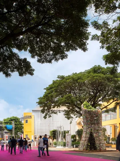 Sustainability is at the heart of my work. This 'Plastreen' installation, created from waste plastic bottles for an exhibition in Bangalore, was a public art piece designed to raise awareness about reducing plastic use and finding creative ways to repurpose materials.