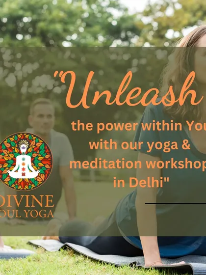 Unleash the power within you at our Delhi yoga and meditation workshop. This image captures the essence of our outdoor sessions, where you can connect with nature while deepening your practice.