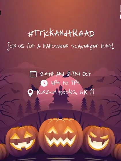 We love seasonal fun. This poster announced our 'Trick and Read' Halloween Scavenger Hunt, a spooky and exciting book-themed challenge for our older readers.