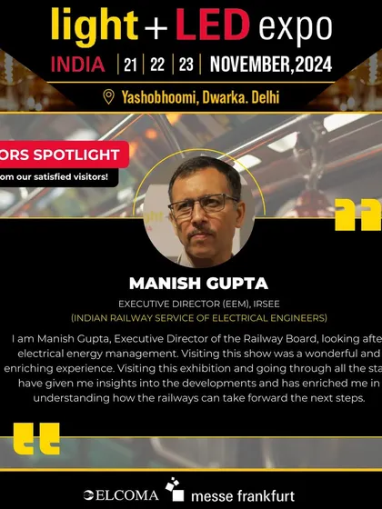 Mr. Manish Gupta, Executive Director of the Indian Railway Service of Electrical Engineers, shares his enriching experience. His testimonial highlights how our expo provides crucial insights for large-scale infrastructure development.