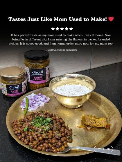 A series of customer reviews for our Kathal ka Achar, with people from Bangalore to Gujarat praising its perfect, mom-made taste.