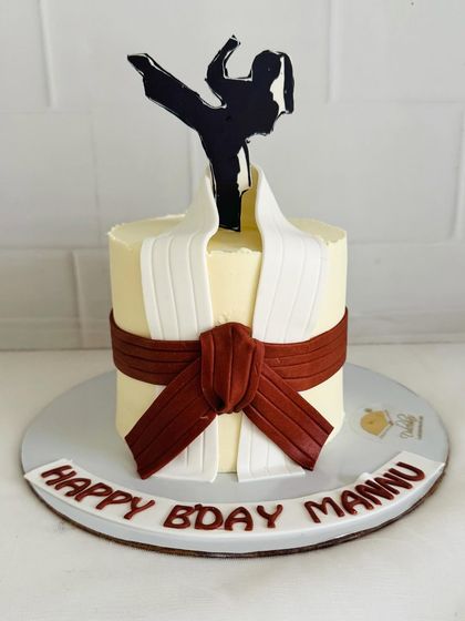 Another look at the karate-themed cake, perfect for someone passionate about martial arts.