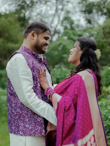 A candid interaction between Milind and Anushree. My photography style is about capturing the real, unscripted love story.