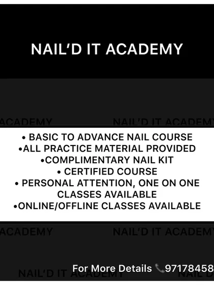 Here are the key details of my certified nail artist course. I provide everything you need to get started, including all practice materials and a complimentary nail kit, with options for both online and one-on-one offline classes.