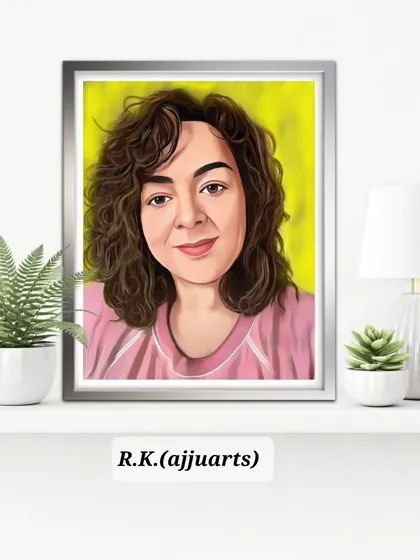 A final mockup of the digital portrait in a sleek silver frame, perfect for a modern interior.