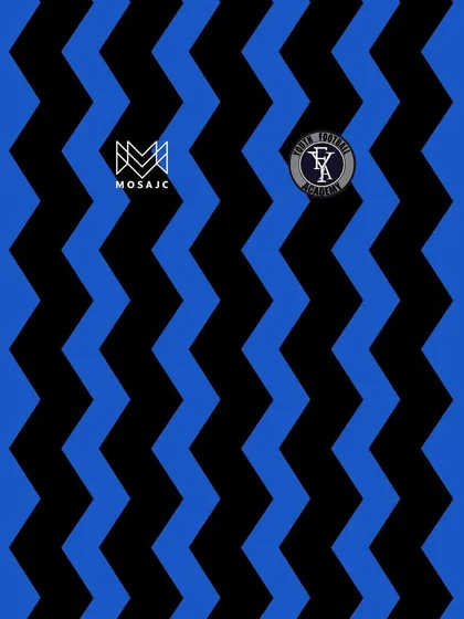 This blue and black zig-zag pattern is one of the unique designs for our academy squads. It represents the high energy and movement that defines our style of play.