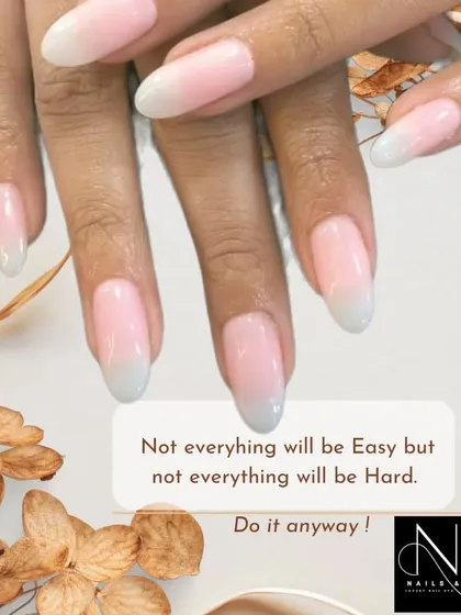 A delicate and clean baby boomer or ombre effect. The natural pink base blends flawlessly into a soft, milky white tip for a timeless and elegant manicure.