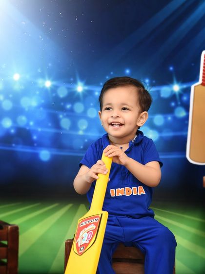 Ready to hit a six for Team India! This cricket-themed photoshoot is a fantastic way for little sports fans to celebrate their love for the game.