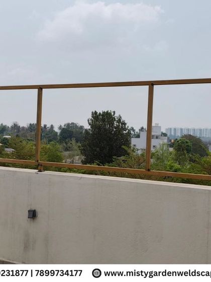 A simple but strong metal railing frame being installed. This is the foundation for a secure and durable safety barrier.