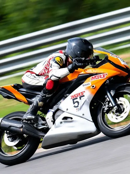 This image captures a rider at speed, with their personal best lap time displayed. I focus on measurable improvement, helping you shave seconds off your time through better technique, not just raw power.