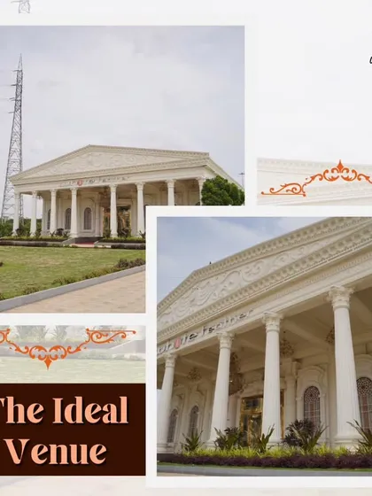 The exterior of White Feather, showcasing its impressive scale and manicured lawns. This venue combines classic architectural beauty with the space needed for large and prestigious events.