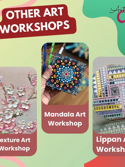 Beyond resin, I offer a variety of other art workshops to spark your creativity. This includes tactile Texture Art, meditative Mandala painting, and the traditional Indian craft of Lippan Art, ensuring there's something for every artistic taste.
