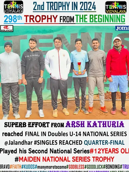 A superb effort from Arsh Kathuria, reaching the final in the Doubles U-14 National Series. This was his maiden National Series trophy.