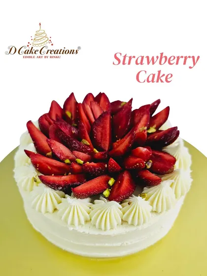 My classic fresh strawberry cake, topped with a beautiful arrangement of sliced strawberries and pistachios. A simple, elegant, and delicious choice.