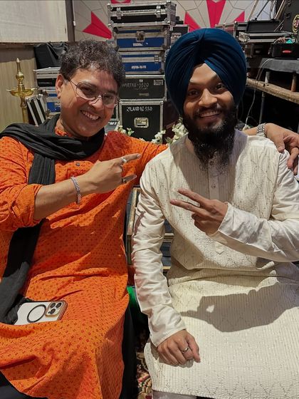 Sharing a moment with Sanjoy da, a brilliant musician, during our time in Goa for the festival.