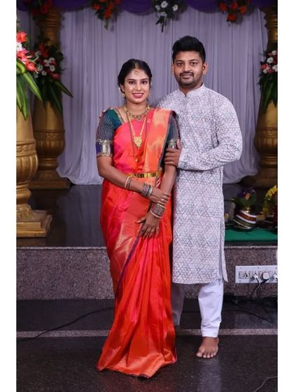 Here is my client with her partner. I always aim for a look that makes my clients feel confident and happy for their special family occasions.