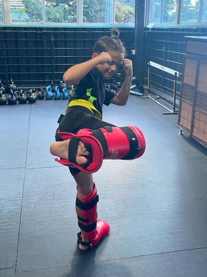 Are you ready? This young Kikker shows off a perfect chamber for a kick, demonstrating the form and readiness we teach.