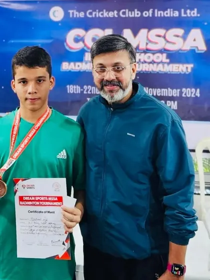 Vikrant Negi with his bronze medal for the Boys' Singles U14 event at the MSSA Inter-School Championship held at the prestigious CCI.