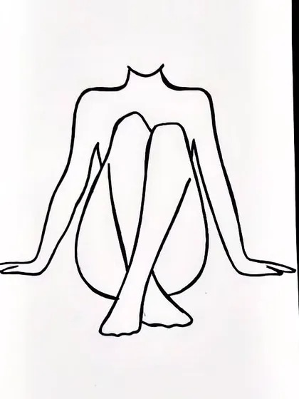 A minimalist line drawing of a seated figure, created with one continuous stroke. This style is perfect for creating subtle yet captivating wall art.