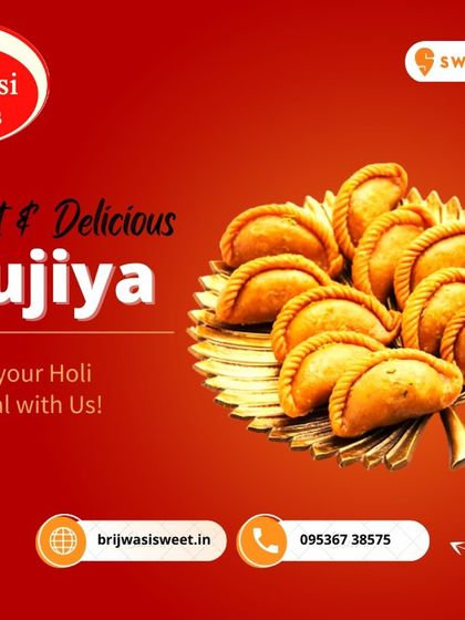 Make your Holi special with my sweet and delicious Gujiya. These crescent-shaped pastries are a must-have for the festival of colors.