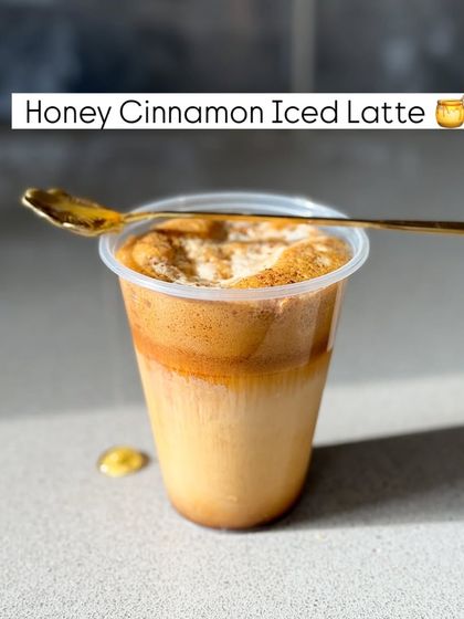 A warm and comforting Honey Cinnamon Iced Latte. The combination of sweet honey and spicy cinnamon makes this a perfect drink for any season.