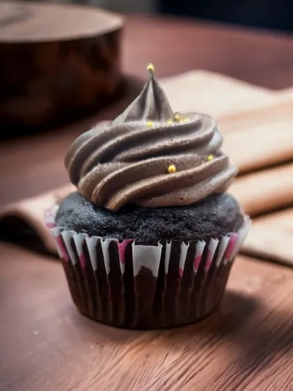 Sometimes, simple is best. This is my classic chocolate cupcake, a rich and moist cake topped with a velvety smooth swirl of chocolate frosting and a hint of gold for elegance. It's a perfect little bite of happiness, available for individual orders or as part of a larger celebration box.